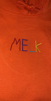 Embroidered Colorful MELK Hoodie (Orange)